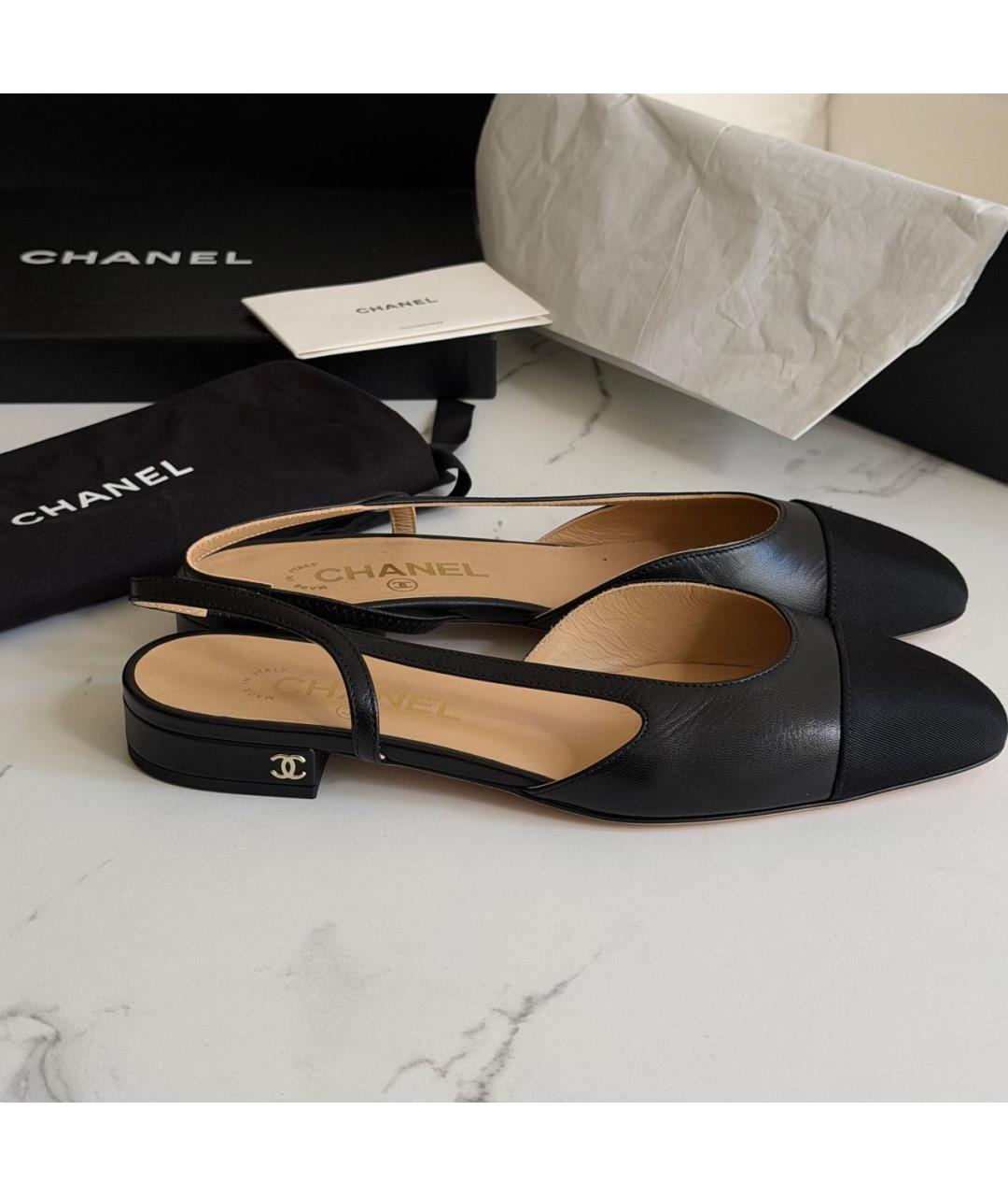 CHANEL Черные кожаные туфли, фото 5