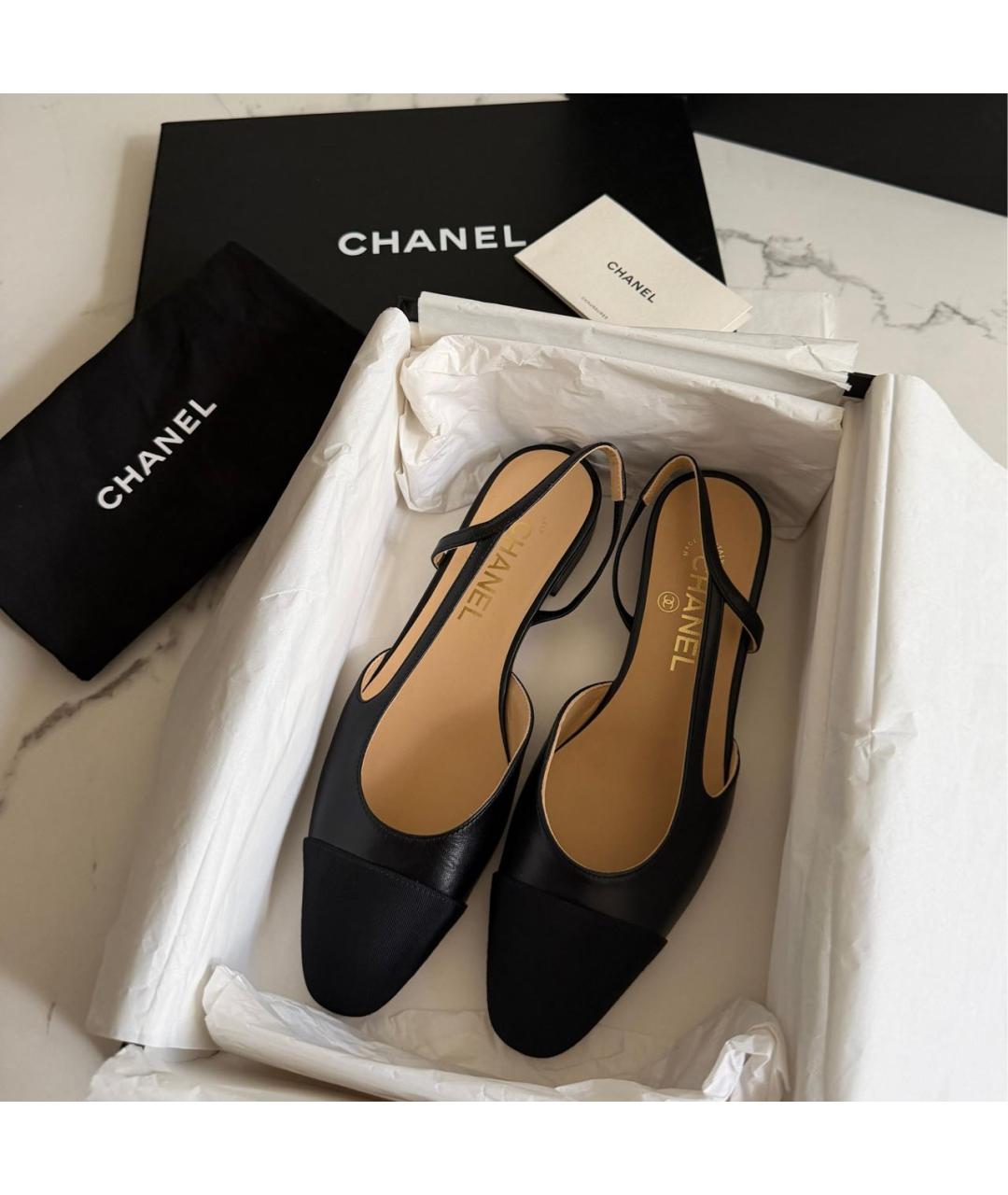 CHANEL Черные кожаные туфли, фото 6