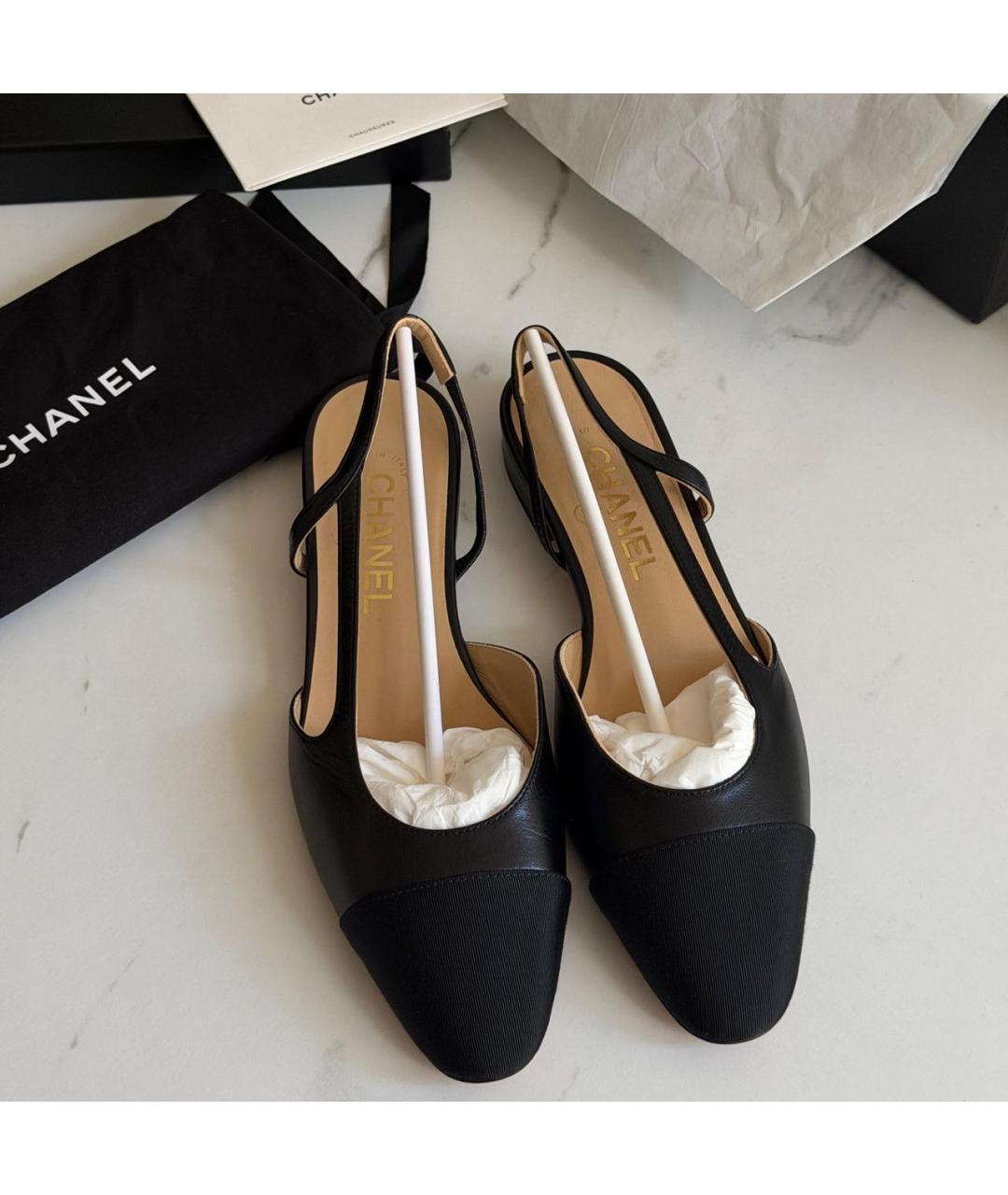 CHANEL Черные кожаные туфли, фото 4