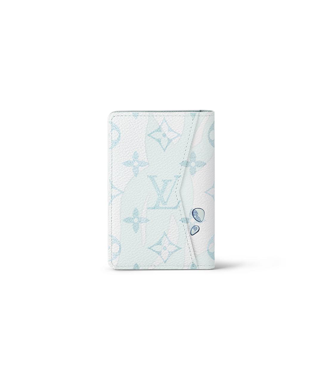 LOUIS VUITTON Голубой кожаный кошелек, фото 3