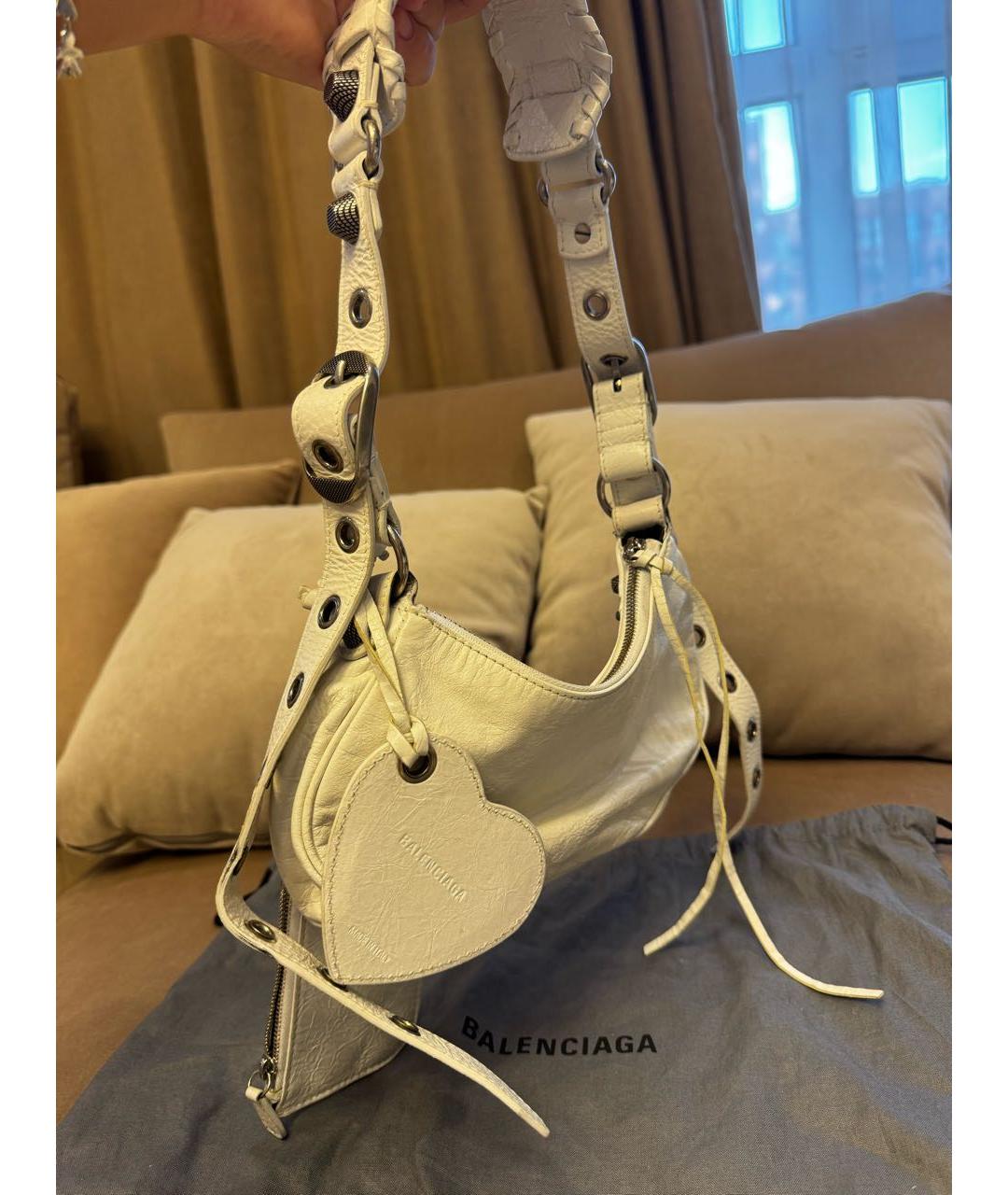 BALENCIAGA Белая кожаная сумка через плечо, фото 2
