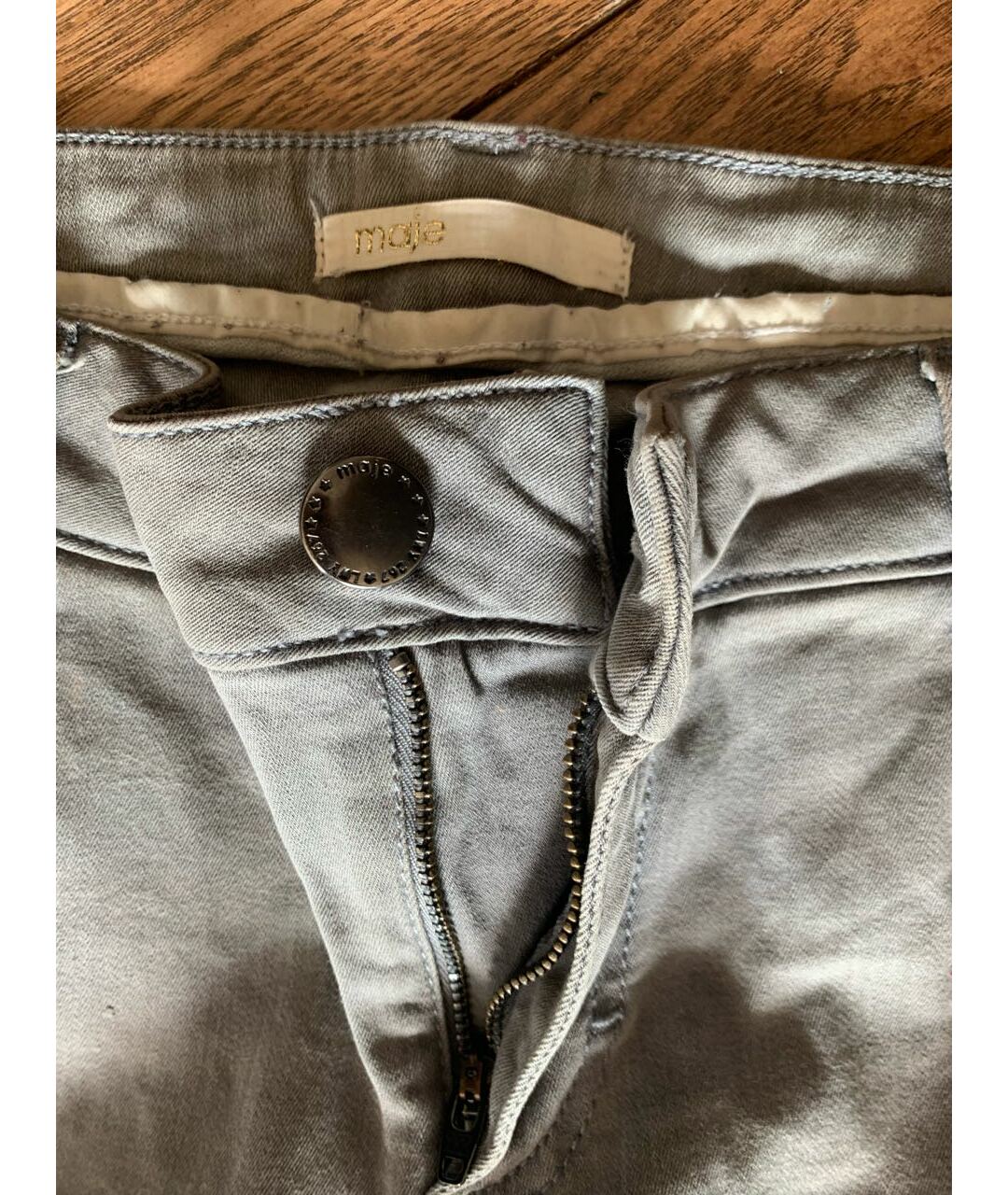MAJE Серые хлопко-эластановые джинсы слим, фото 3