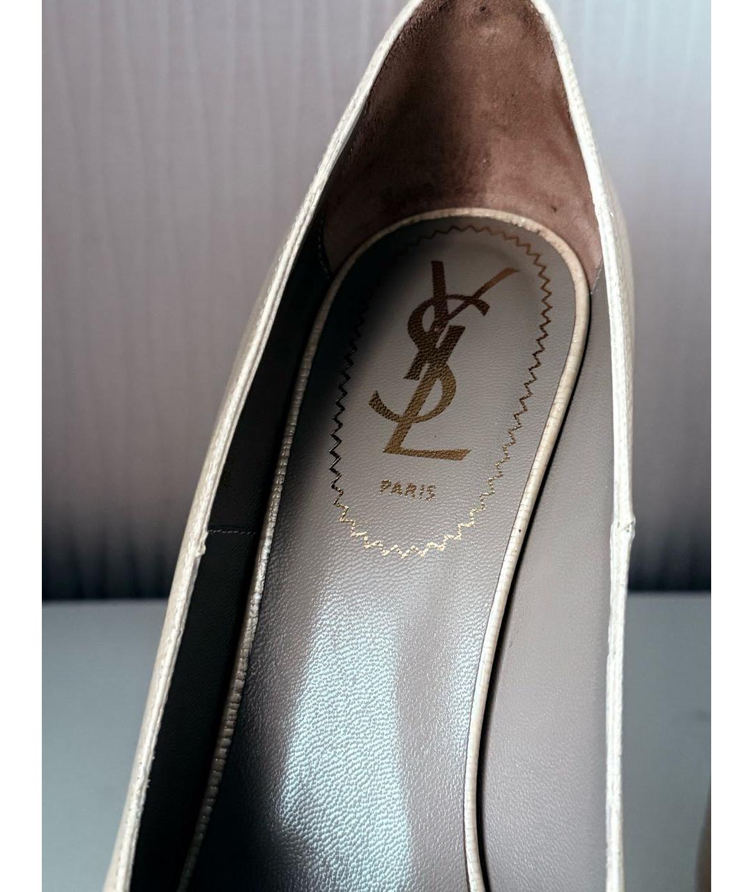 SAINT LAURENT Золотые кожаные туфли, фото 3