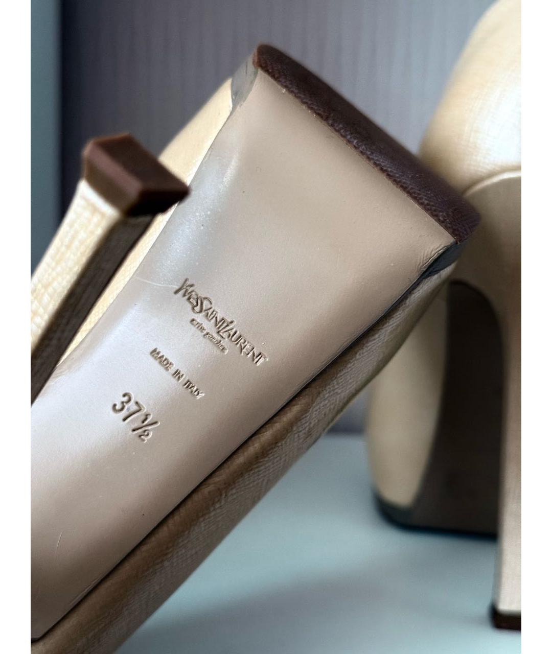 SAINT LAURENT Золотые кожаные туфли, фото 6