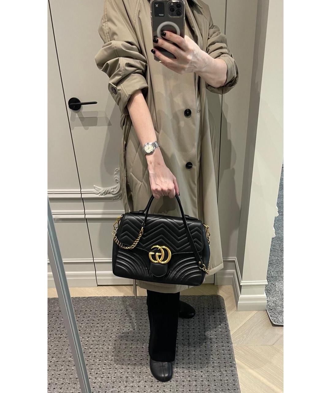 GUCCI Черная кожаная сумка с короткими ручками, фото 6