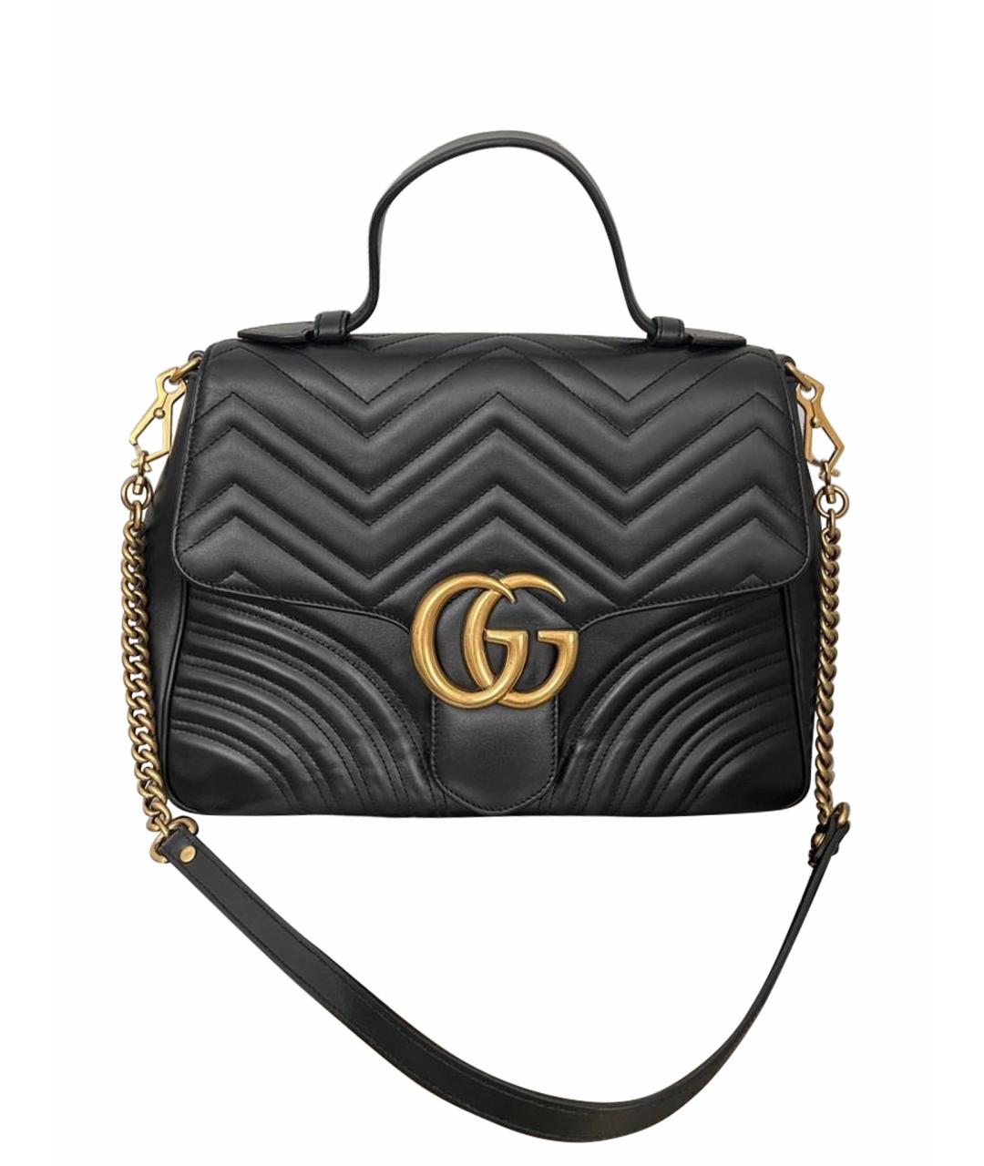 GUCCI Черная кожаная сумка с короткими ручками, фото 1
