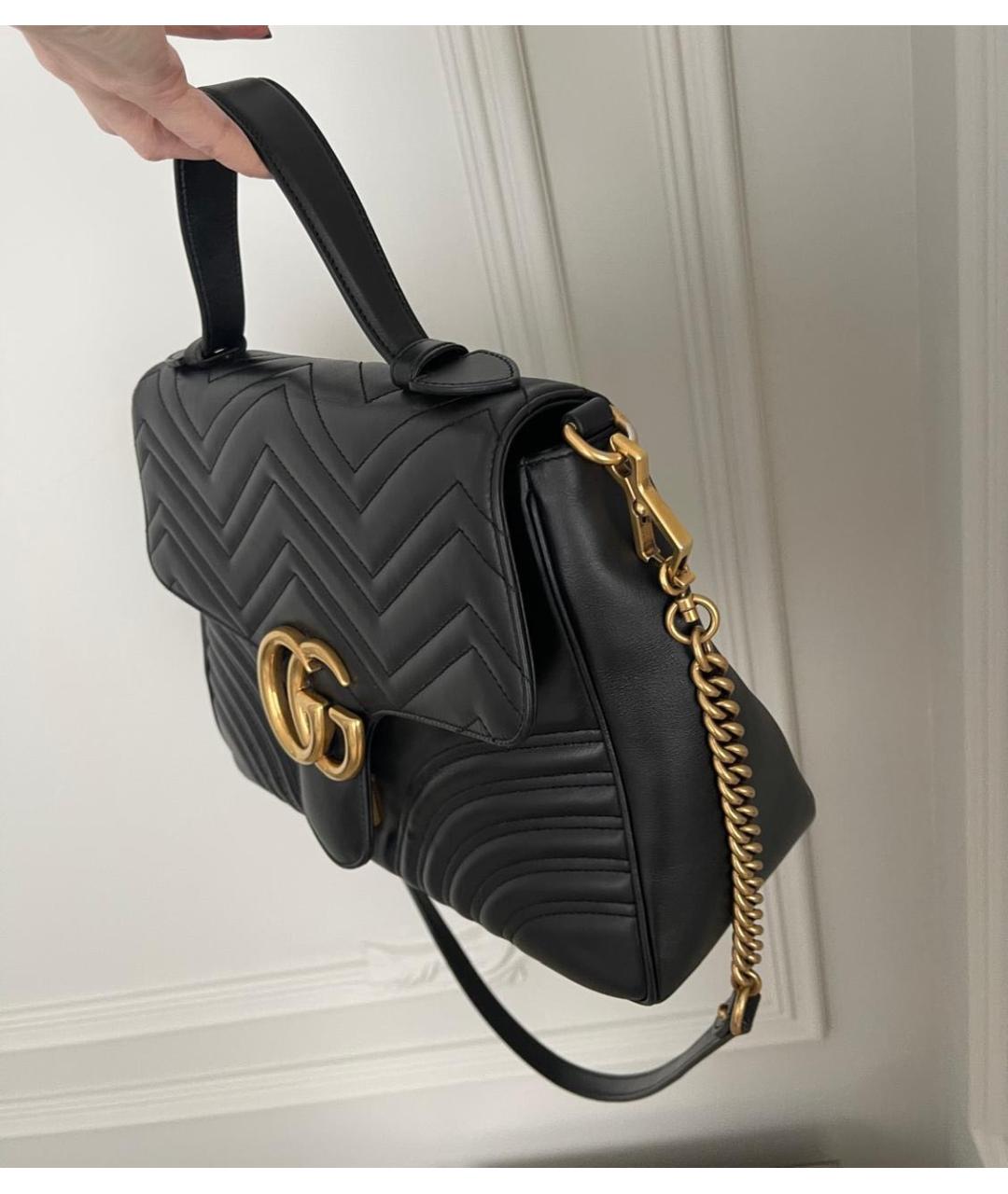 GUCCI Черная кожаная сумка с короткими ручками, фото 2