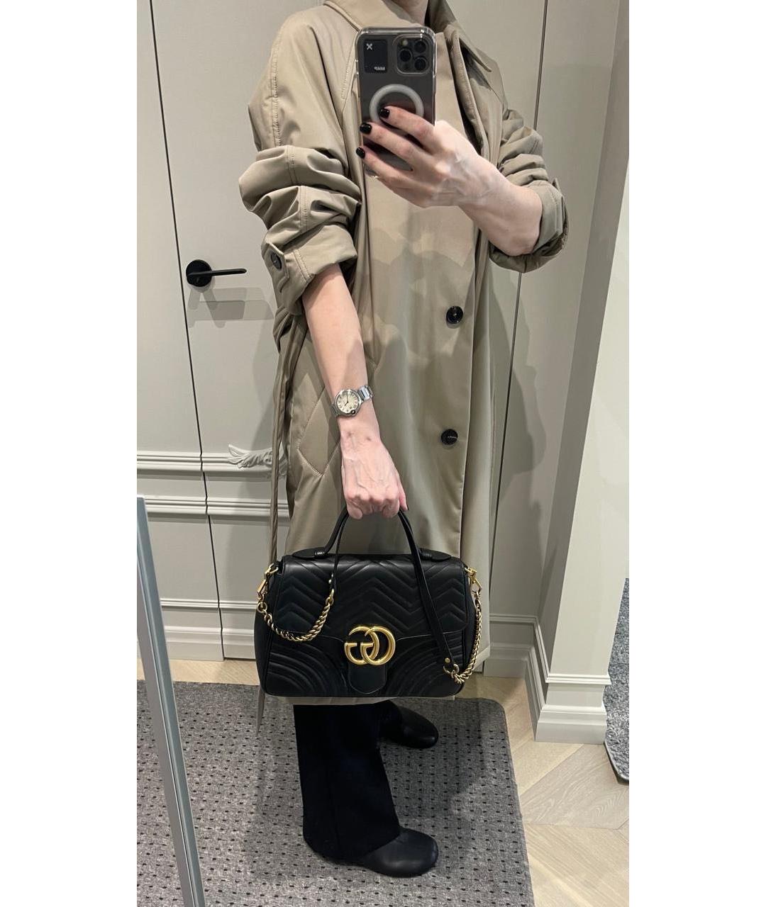 GUCCI Черная кожаная сумка с короткими ручками, фото 7