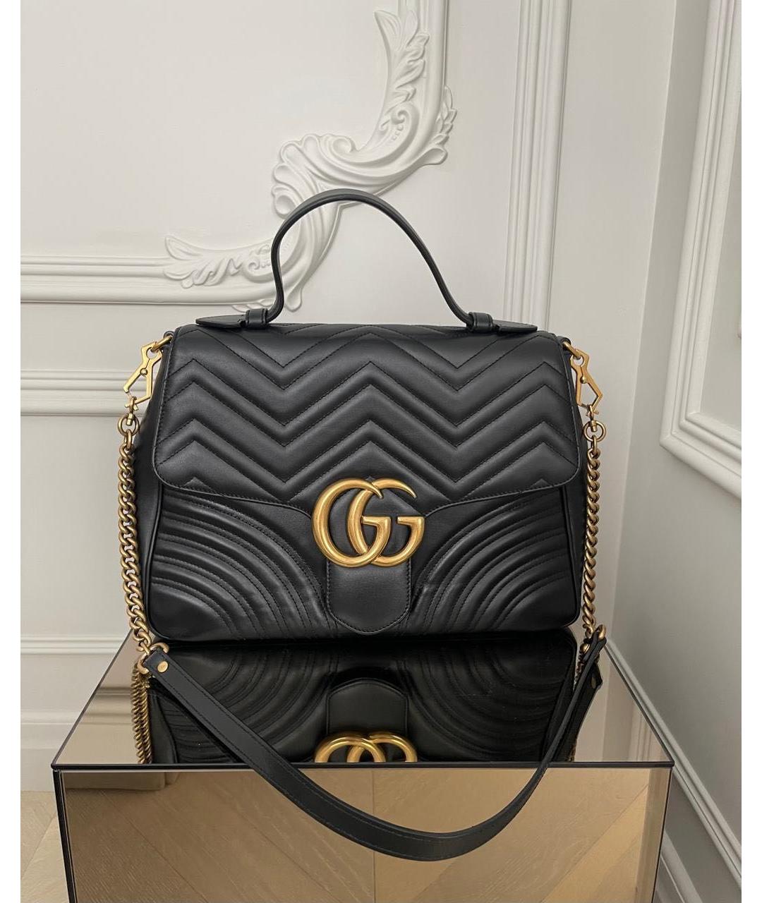 GUCCI Черная кожаная сумка с короткими ручками, фото 8