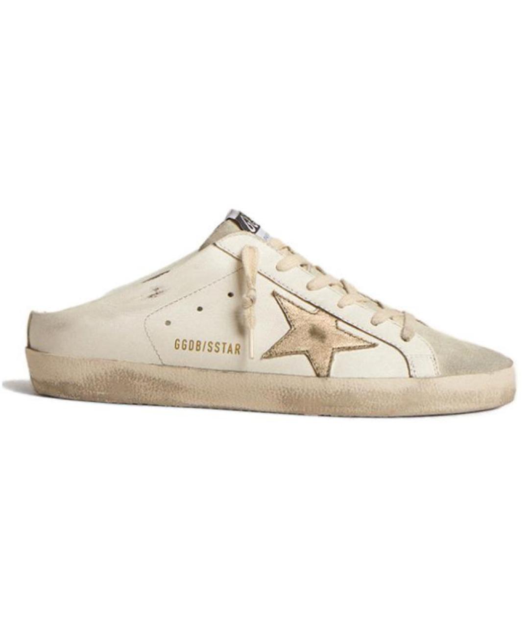 GOLDEN GOOSE DELUXE BRAND Бежевые кожаные мюли, фото 1
