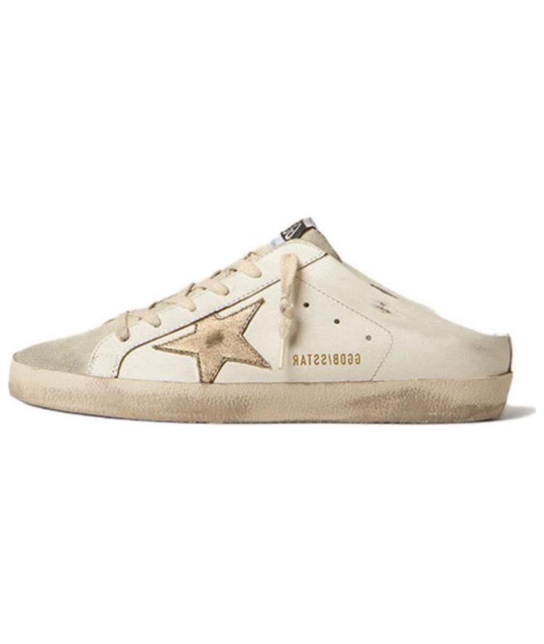 GOLDEN GOOSE DELUXE BRAND Бежевые кожаные мюли, фото 2