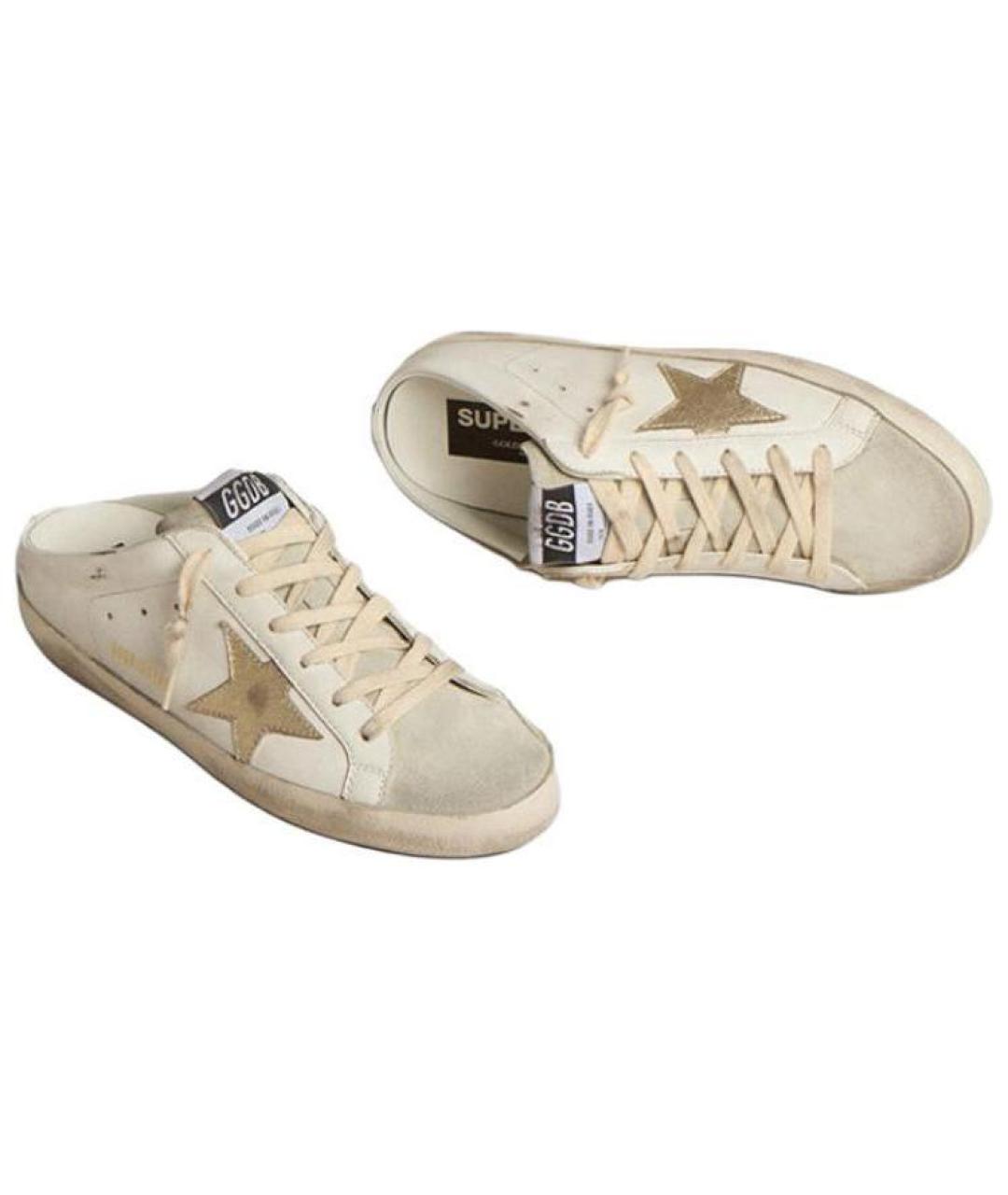 GOLDEN GOOSE DELUXE BRAND Бежевые кожаные мюли, фото 3