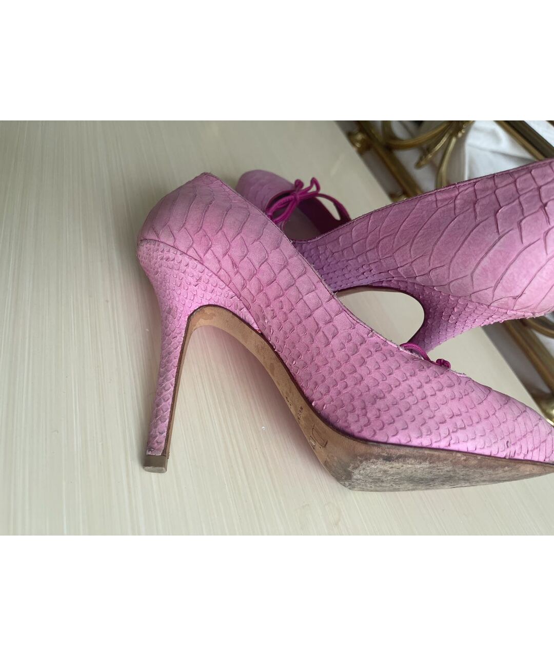 CHRISTIAN DIOR PRE-OWNED Розовые туфли из экзотической кожи, фото 6