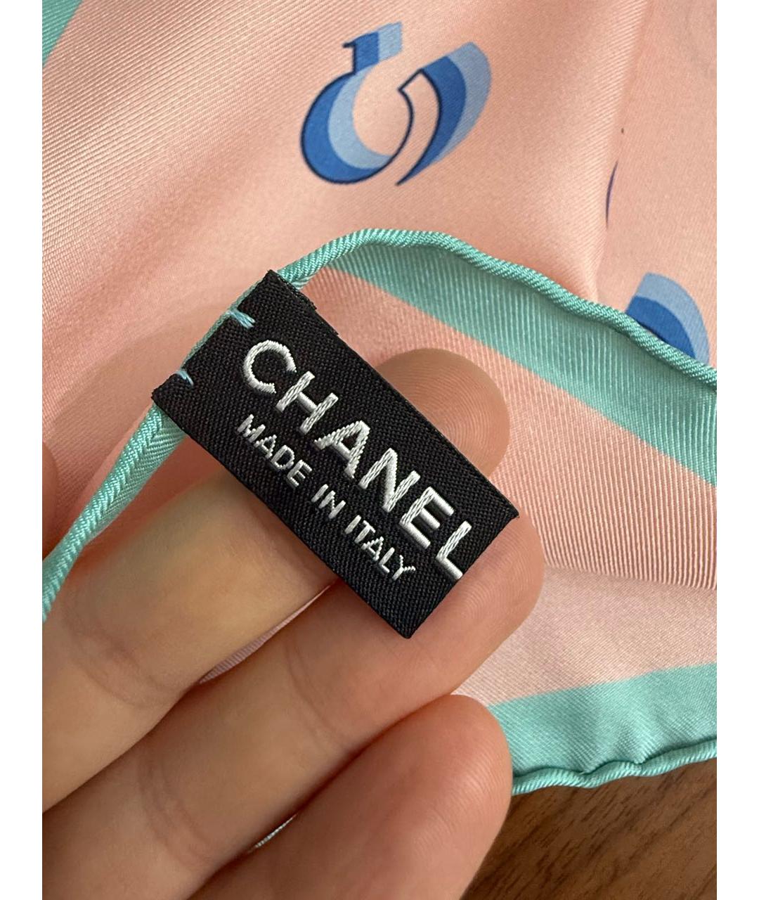 CHANEL Розовый шелковый шарф, фото 5