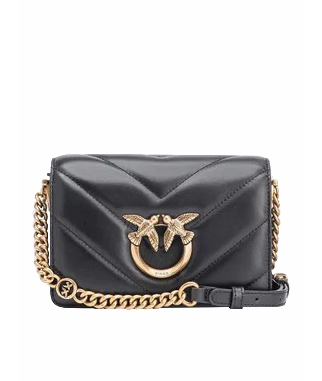 PINKO Черная кожаная сумка через плечо, фото 1