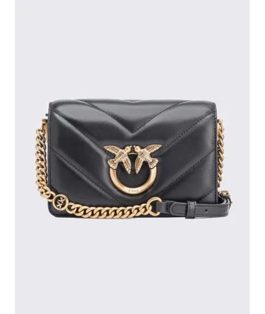 PINKO Черная кожаная сумка через плечо, фото 8