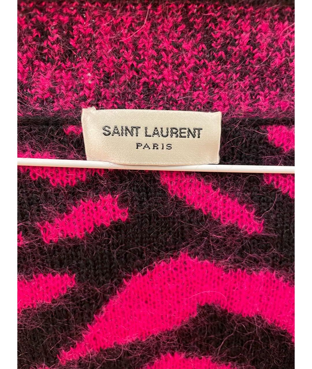 SAINT LAURENT Фуксия шерстяной кардиган, фото 4
