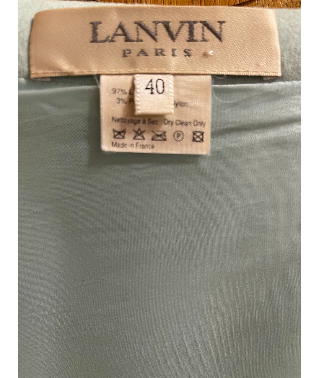 LANVIN Голубая шерстяная юбка макси, фото 5