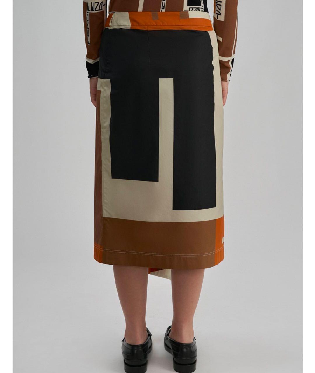 FENDI Мульти хлопковая юбка миди, фото 6