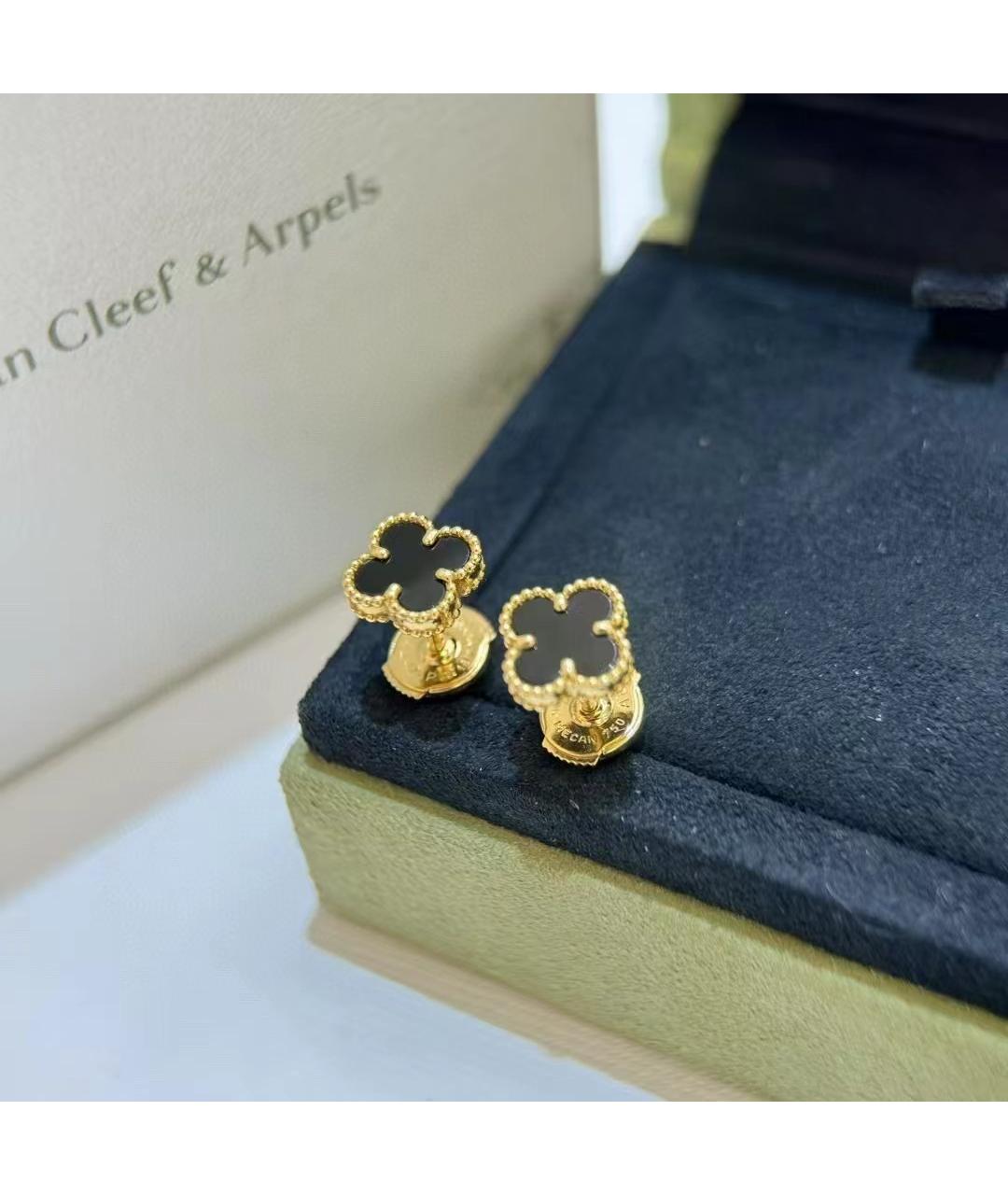 VAN CLEEF & ARPELS Черные серьги из желтого золота, фото 2