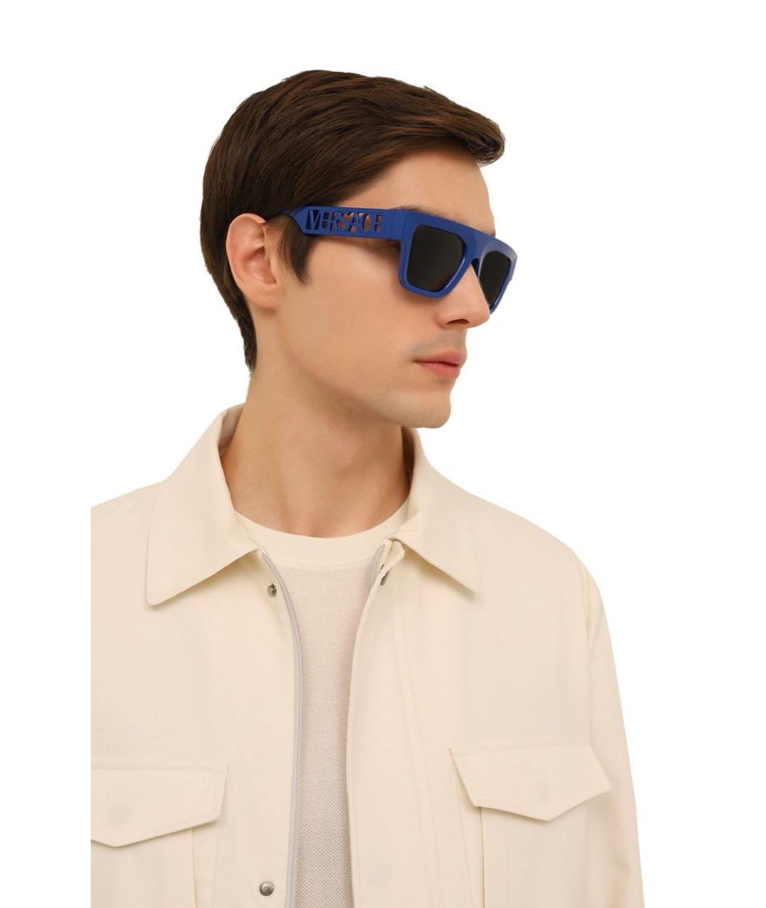 VERSACE Синие пластиковые солнцезащитные очки, фото 2