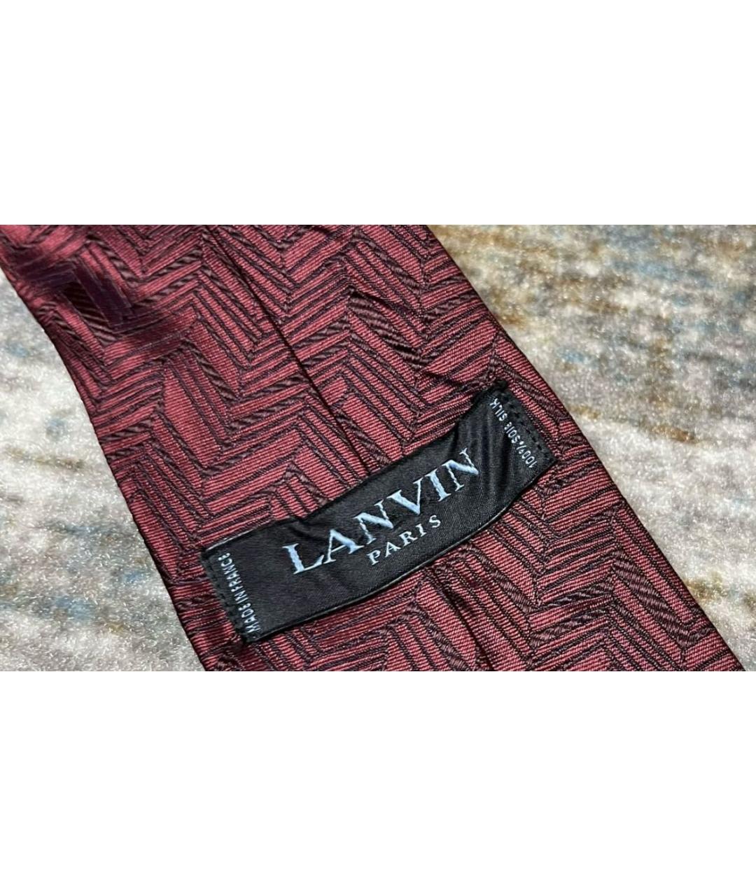 LANVIN Бордовый шелковый галстук, фото 4