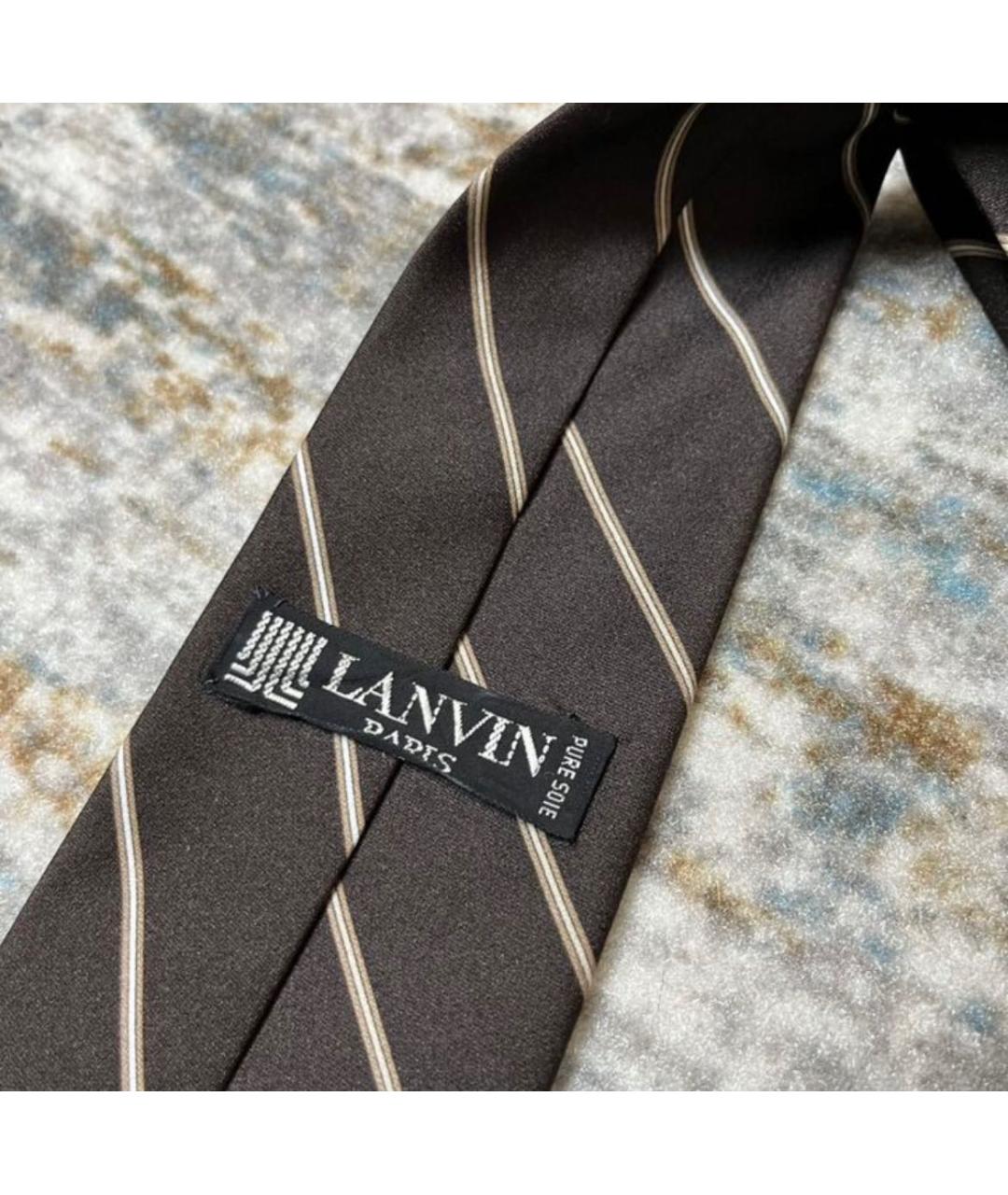 LANVIN Коричневый шелковый галстук, фото 5