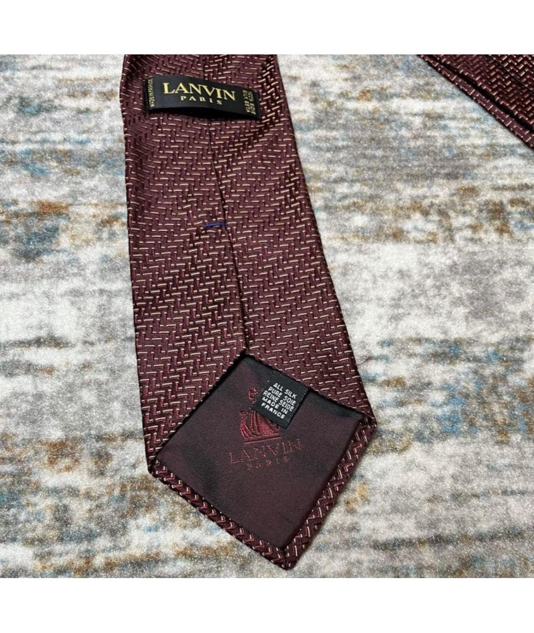 LANVIN Бордовый шелковый галстук, фото 4