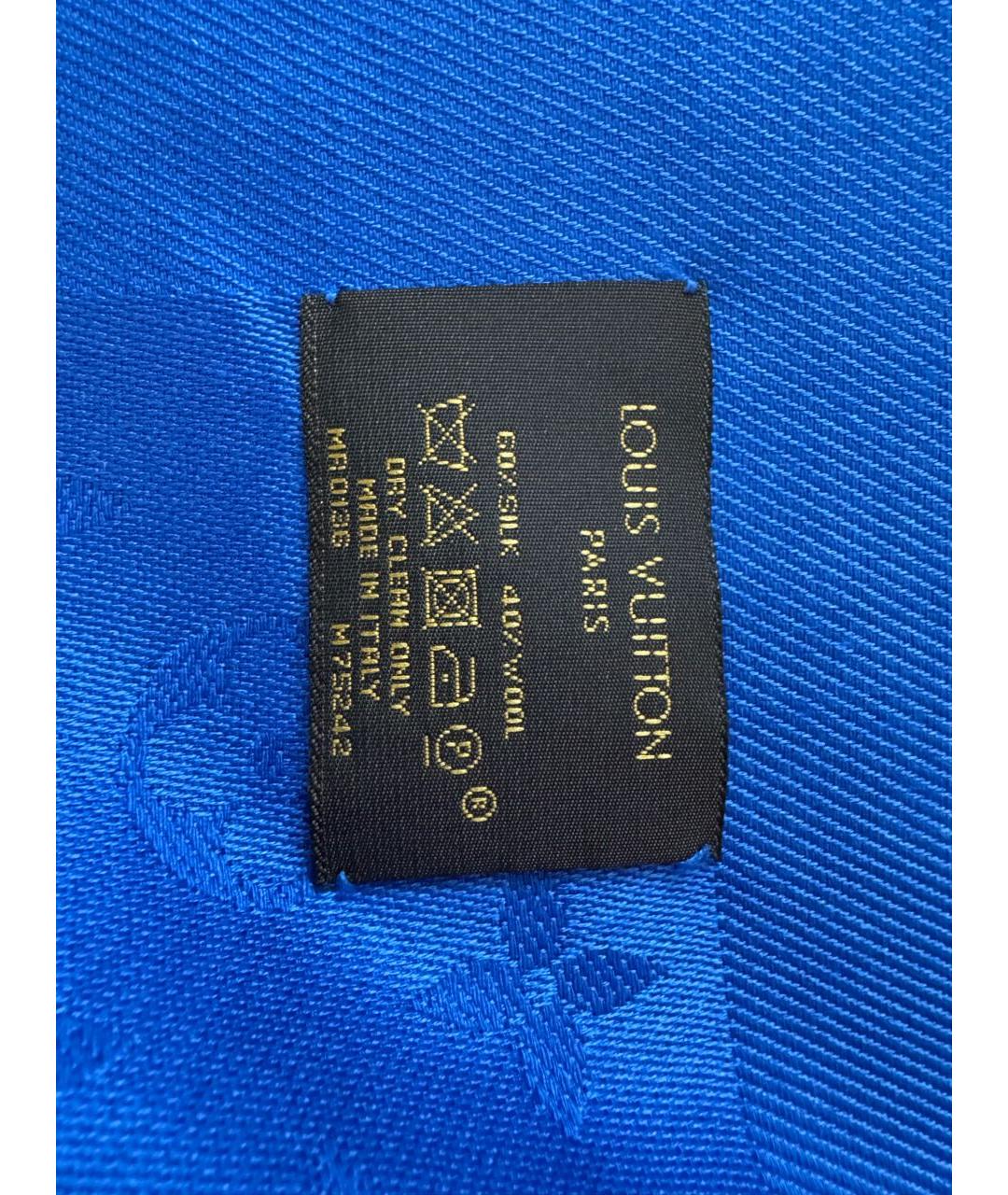 LOUIS VUITTON Синий шелковый платок, фото 2