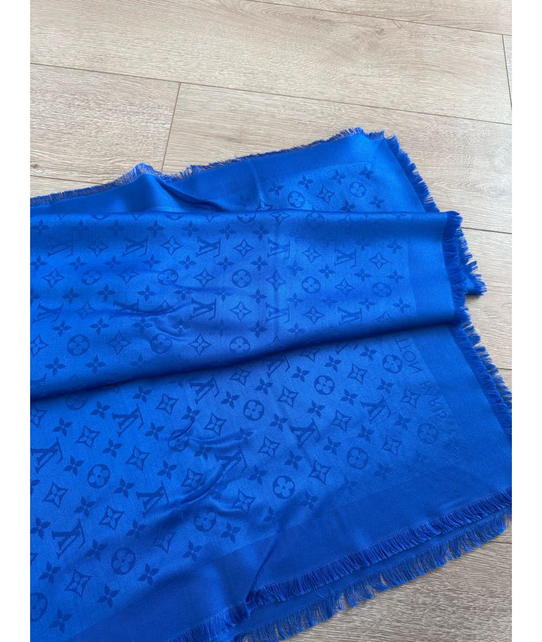 LOUIS VUITTON Синий шелковый платок, фото 4