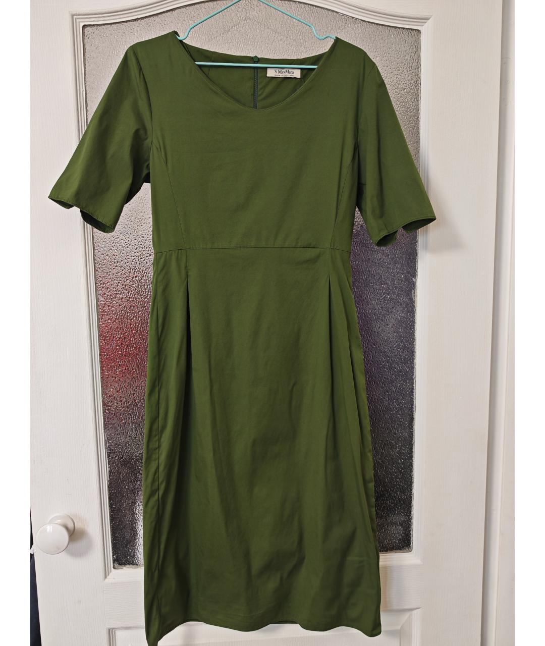 MAX MARA Зеленые хлопковое повседневное платье, фото 3