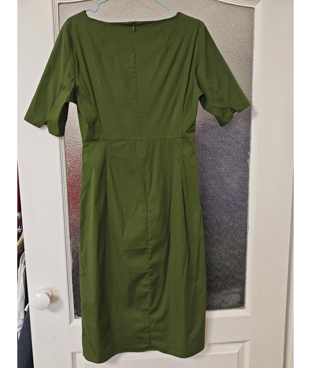 MAX MARA Зеленые хлопковое повседневное платье, фото 2