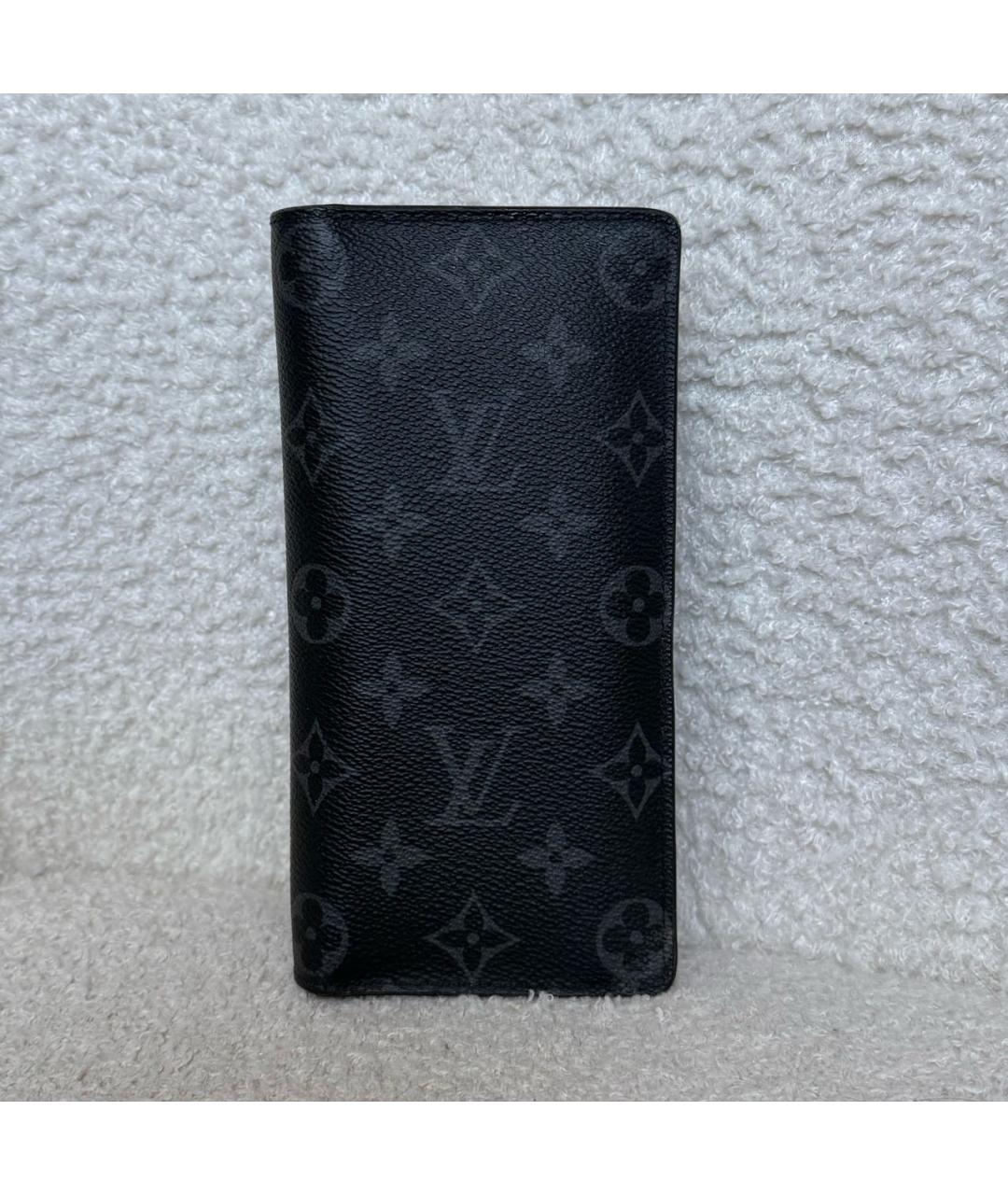 LOUIS VUITTON Черный кожаный кошелек, фото 7