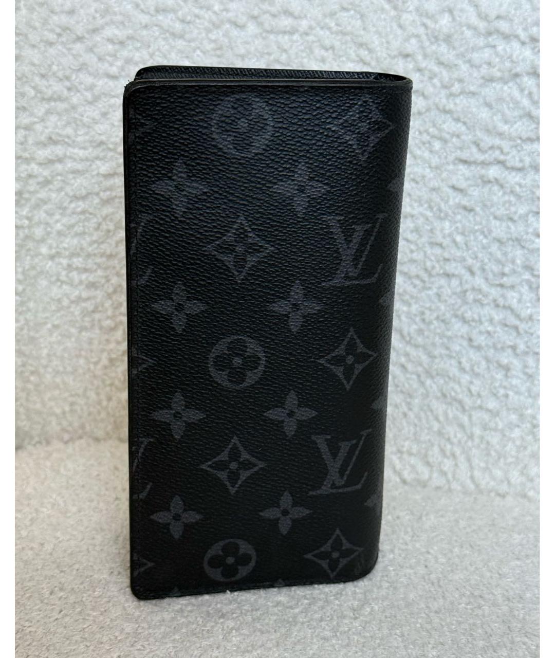 LOUIS VUITTON Черный кожаный кошелек, фото 3