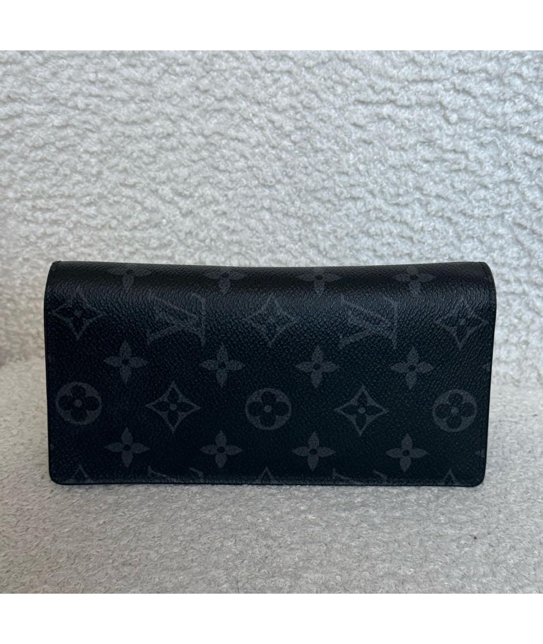 LOUIS VUITTON Черный кожаный кошелек, фото 4