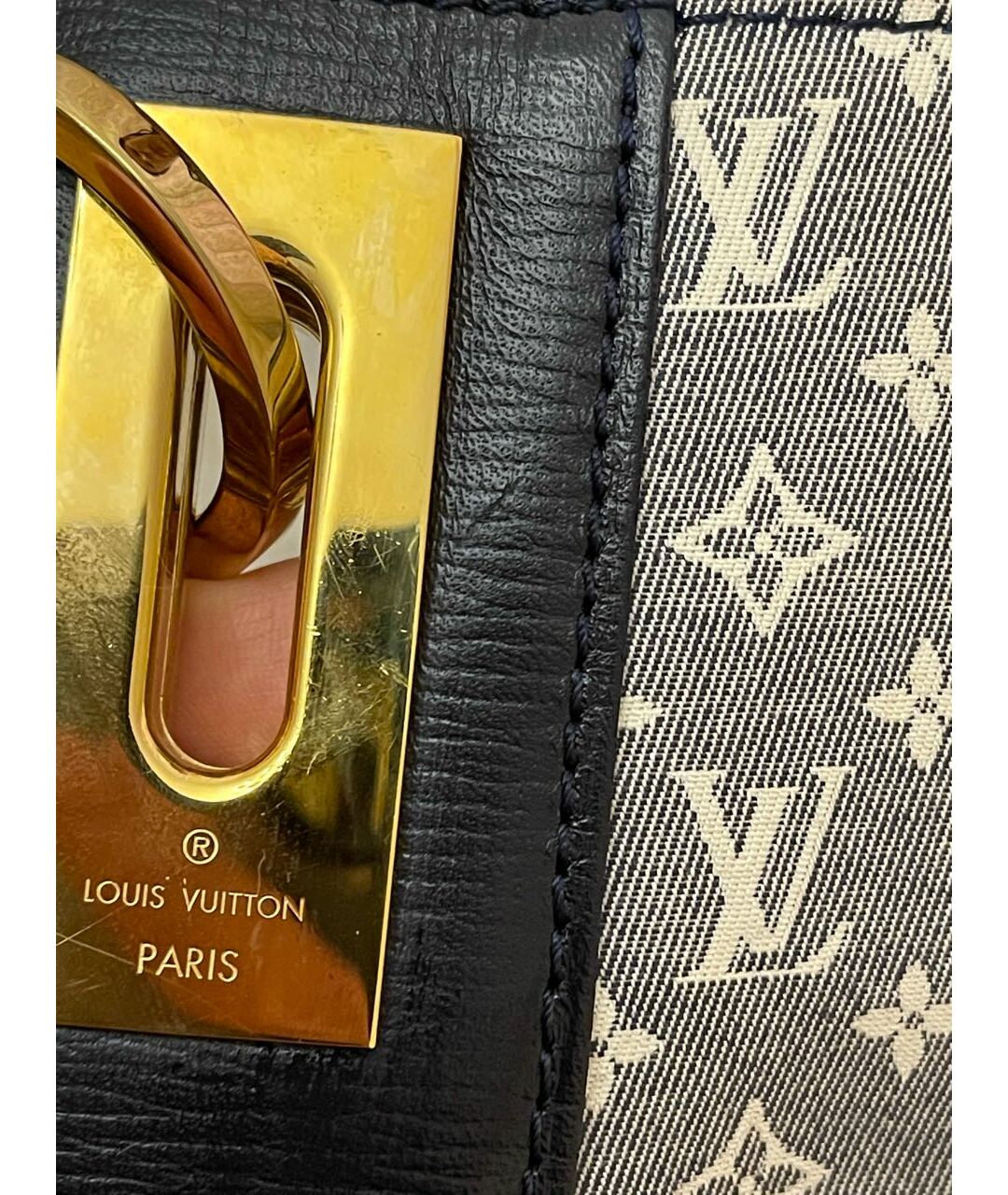 LOUIS VUITTON Синяя сумка тоут, фото 5