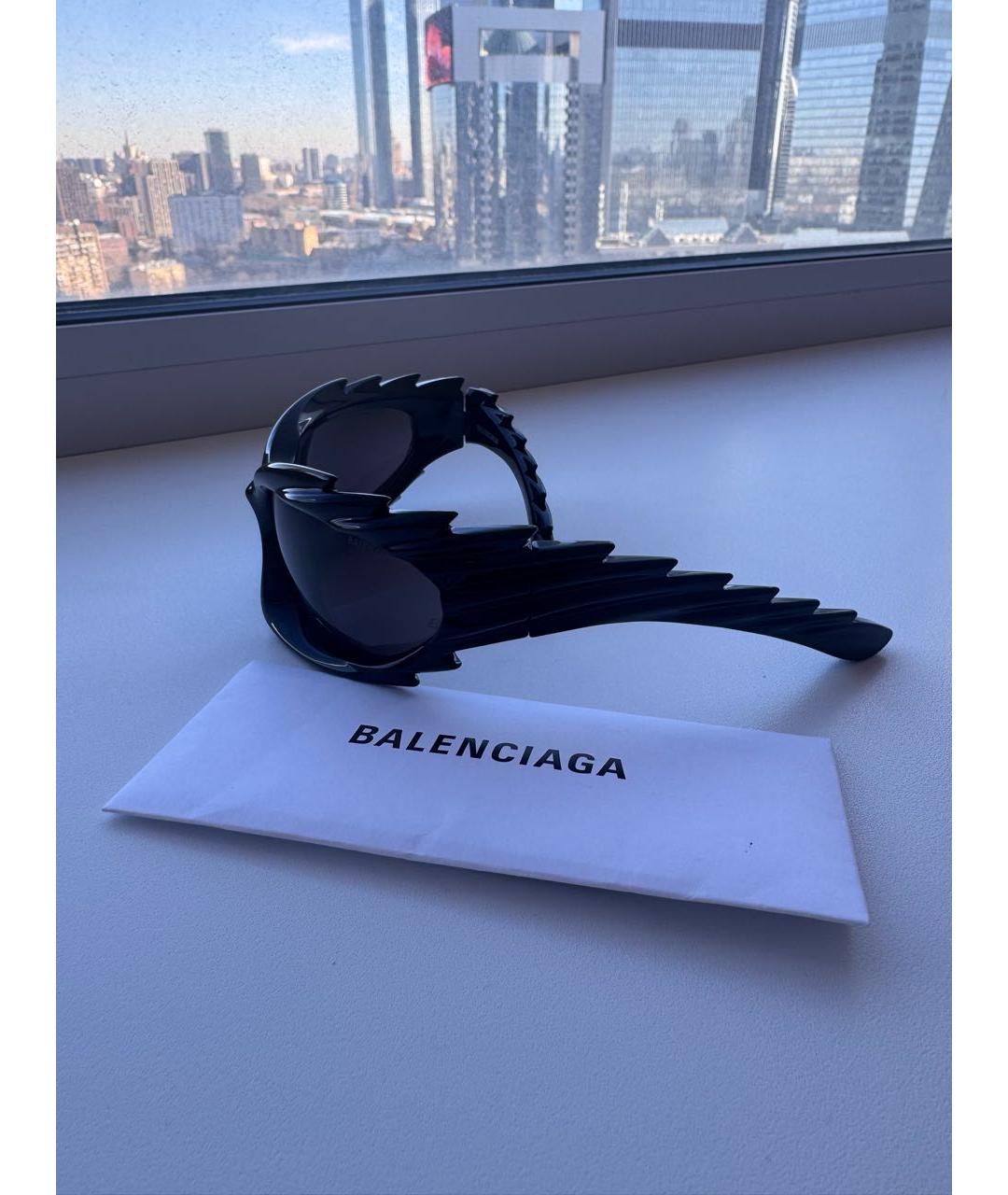 BALENCIAGA Черные пластиковые солнцезащитные очки, фото 3