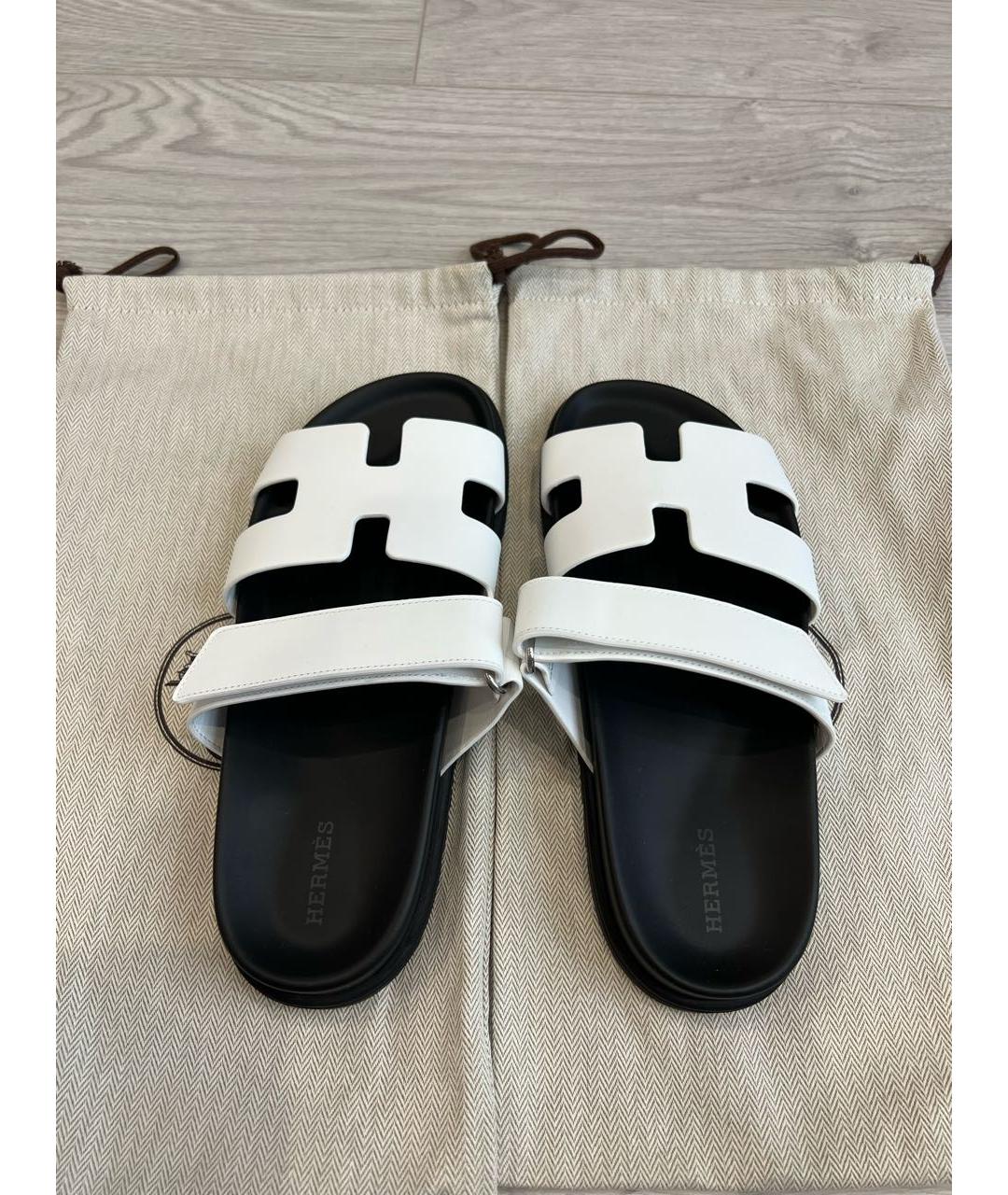 HERMES Белые кожаные сандалии, фото 8