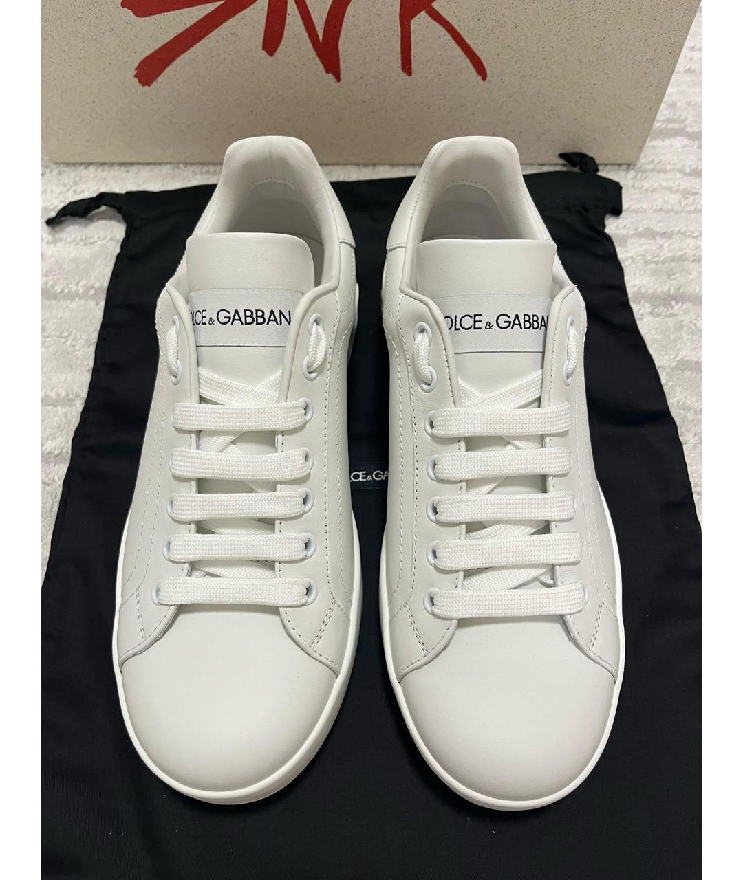 DOLCE&GABBANA Белые кожаные низкие кроссовки / кеды, фото 2