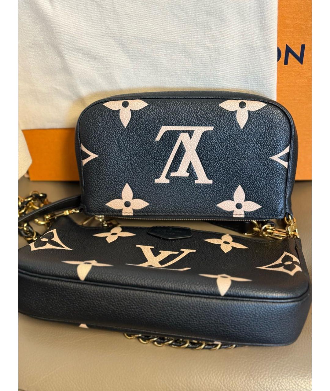 LOUIS VUITTON Черная кожаная сумка через плечо, фото 7