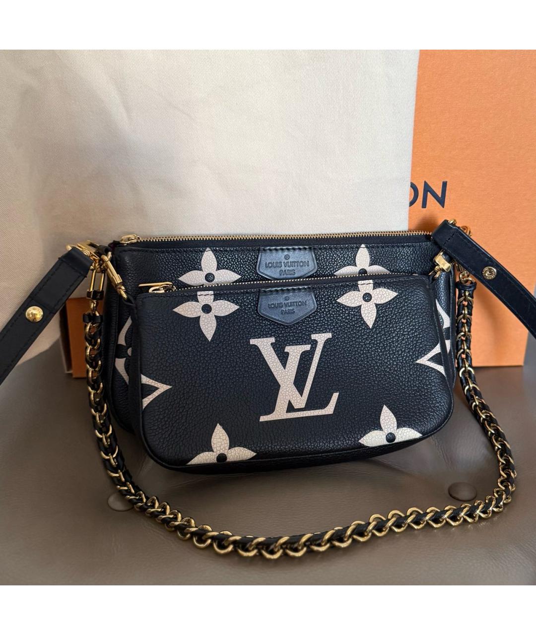 LOUIS VUITTON Черная кожаная сумка через плечо, фото 2