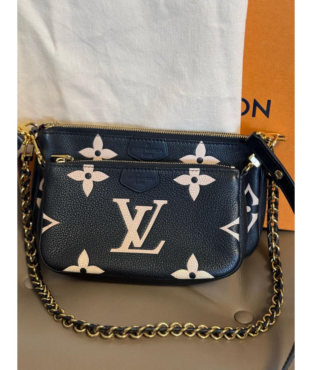 LOUIS VUITTON Черная кожаная сумка через плечо, фото 3