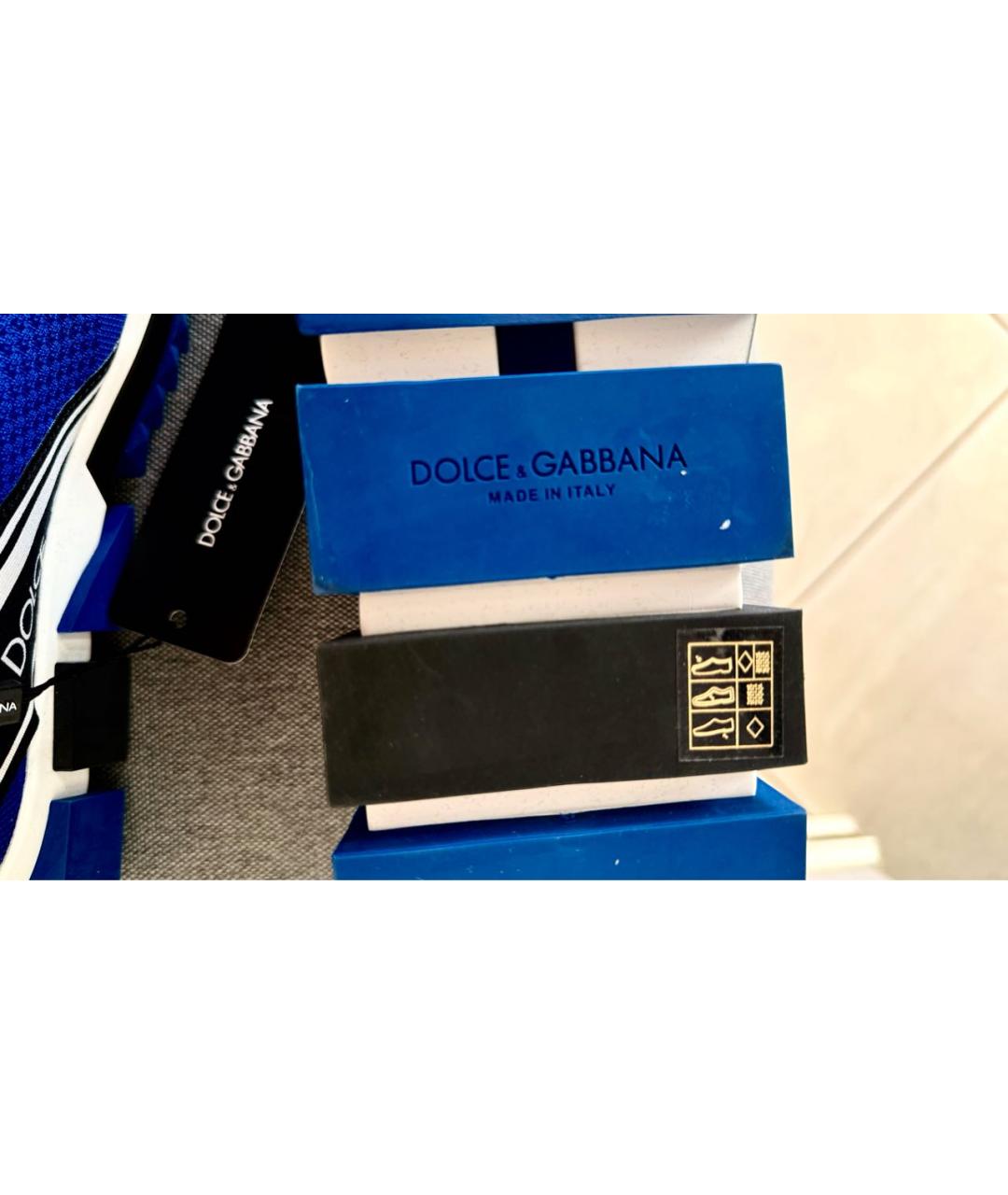 DOLCE&GABBANA Синие текстильные кроссовки, фото 7