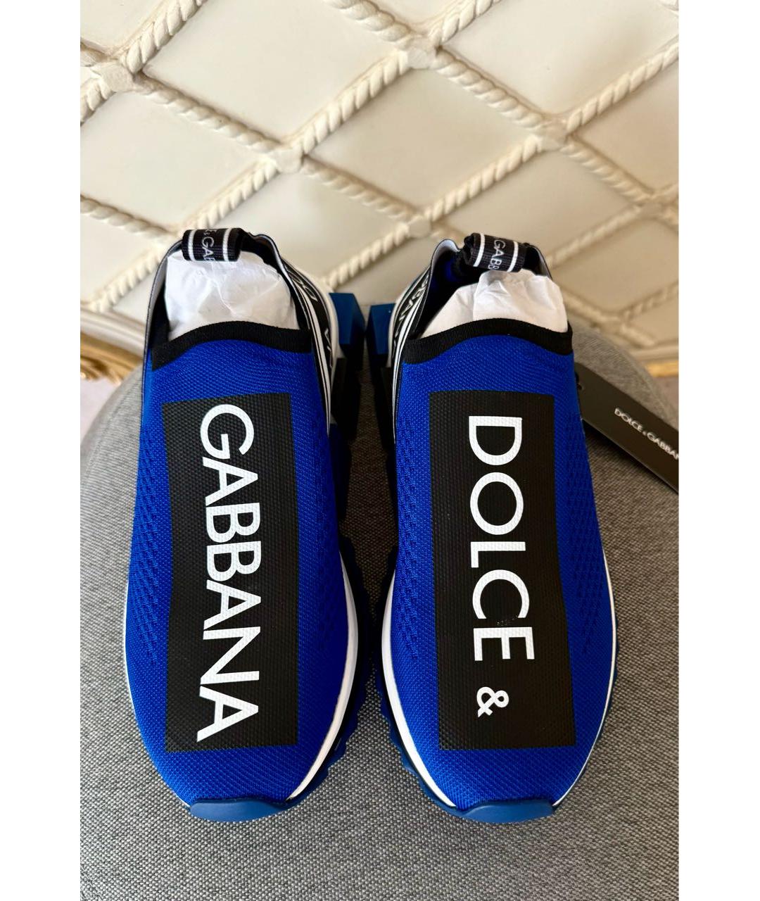 DOLCE&GABBANA Синие текстильные кроссовки, фото 6
