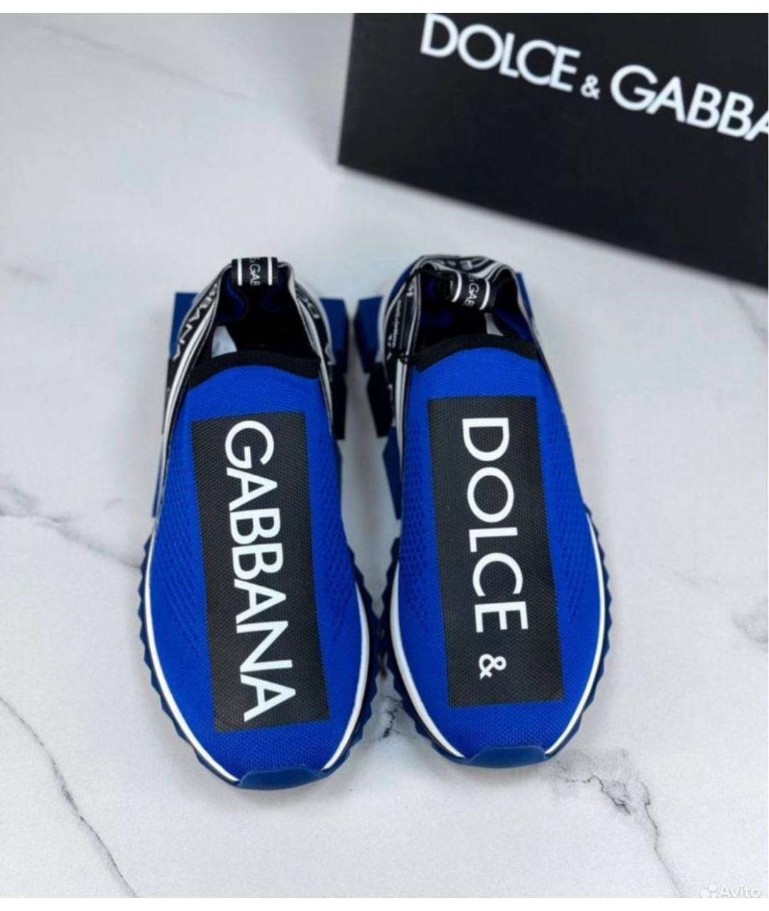 DOLCE&GABBANA Синие текстильные кроссовки, фото 2