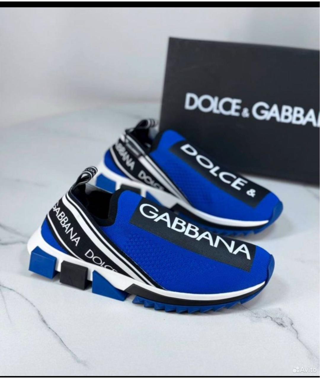 DOLCE&GABBANA Синие текстильные кроссовки, фото 8