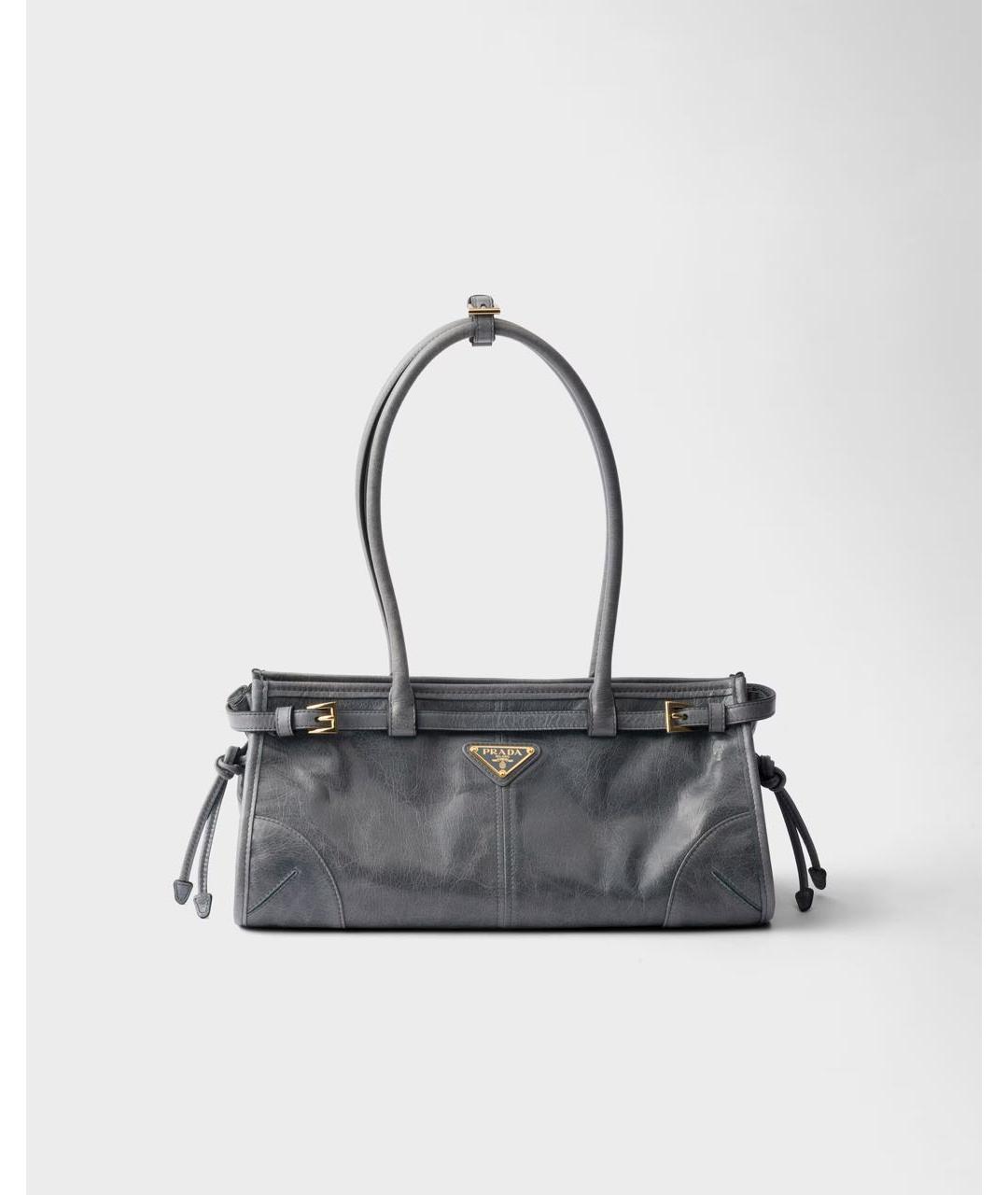 PRADA Голубая кожаная сумка с короткими ручками, фото 8