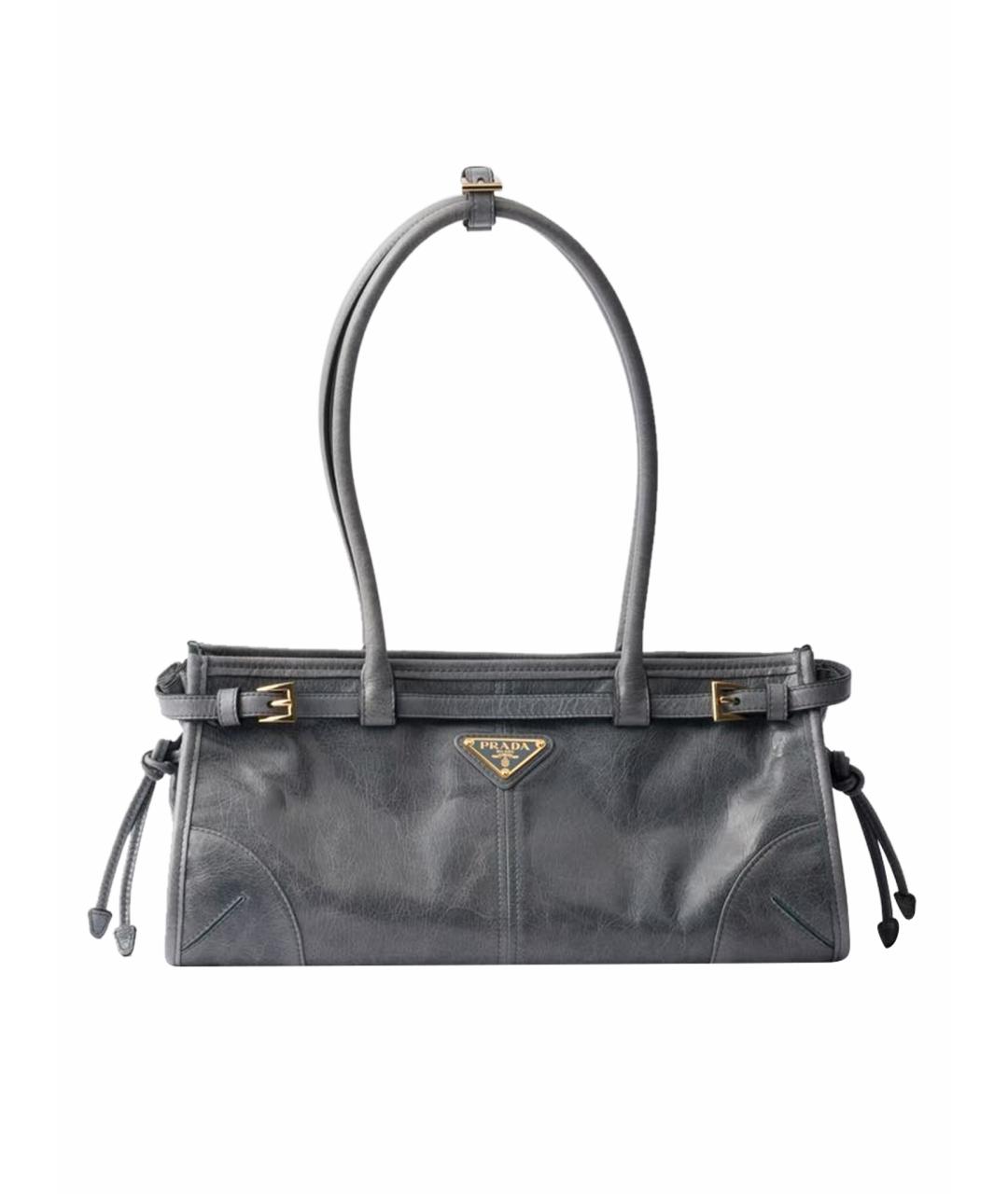 PRADA Голубая кожаная сумка с короткими ручками, фото 1