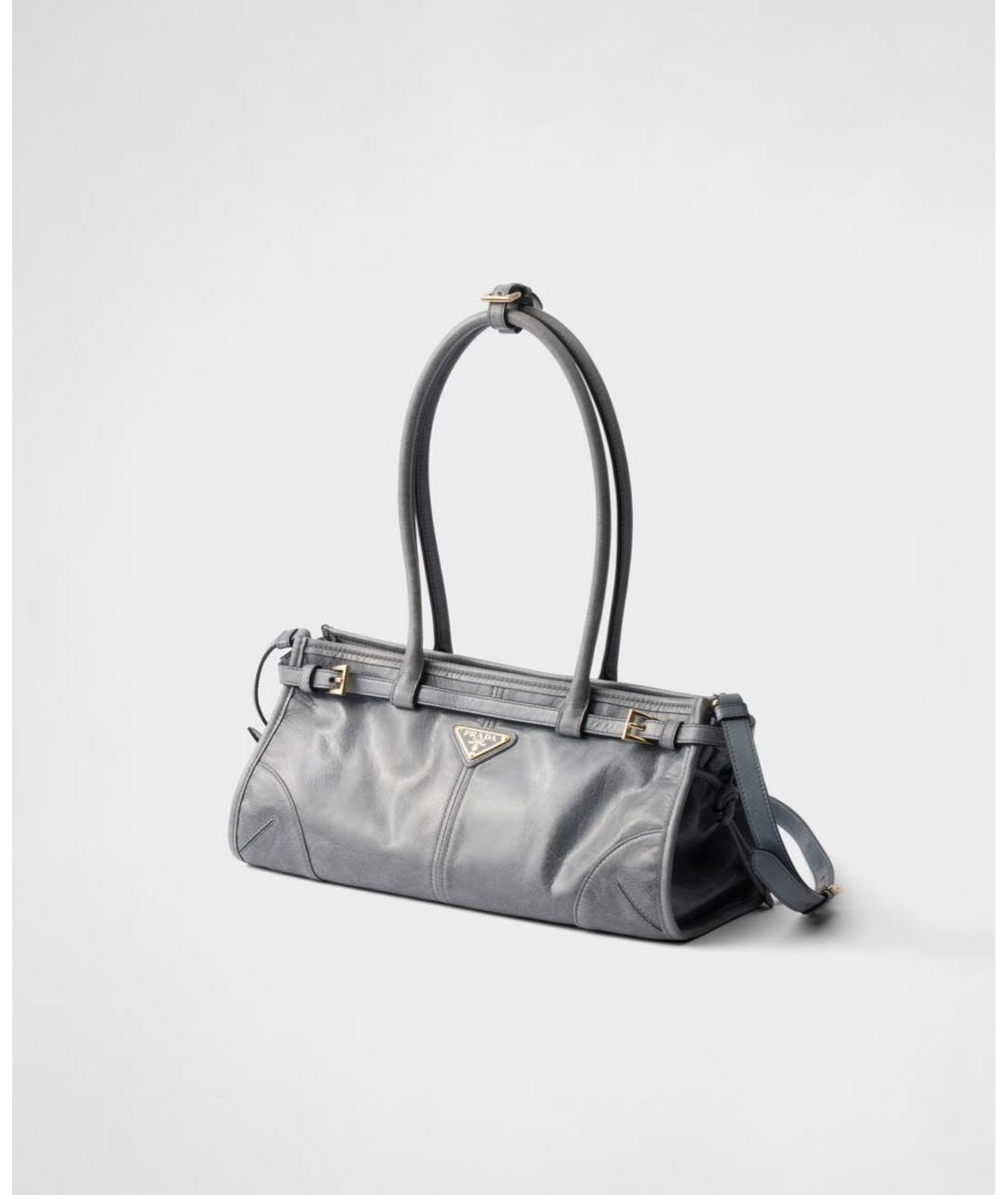 PRADA Голубая кожаная сумка с короткими ручками, фото 2