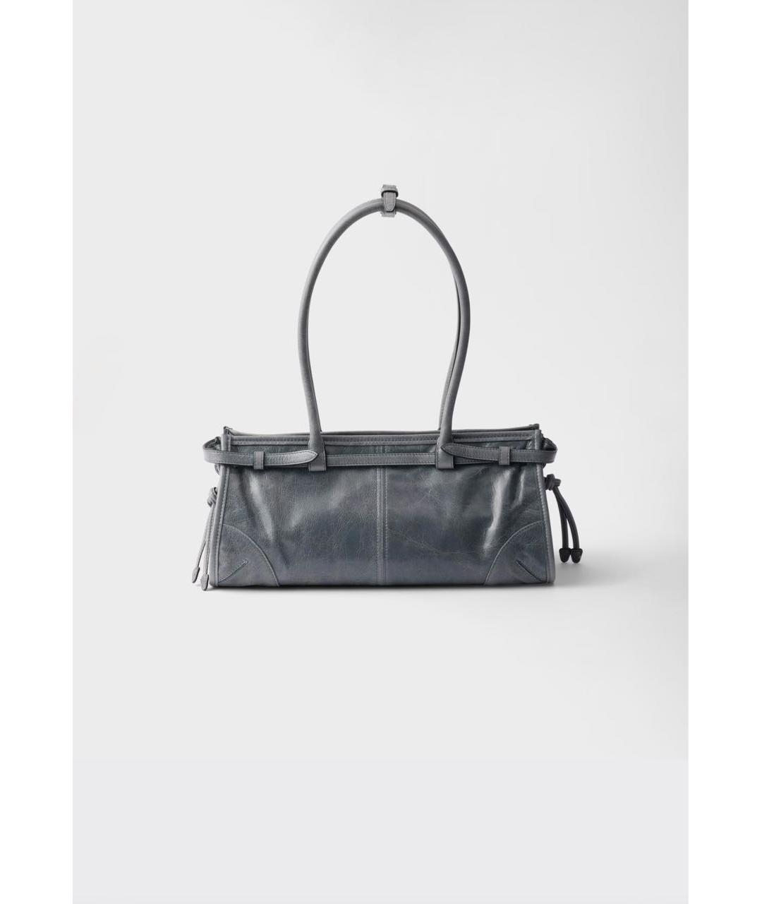 PRADA Голубая кожаная сумка с короткими ручками, фото 3